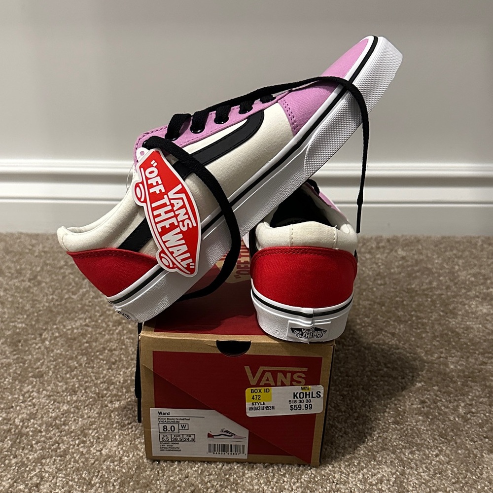 Vans Pink and Red Low-Top Sneakers